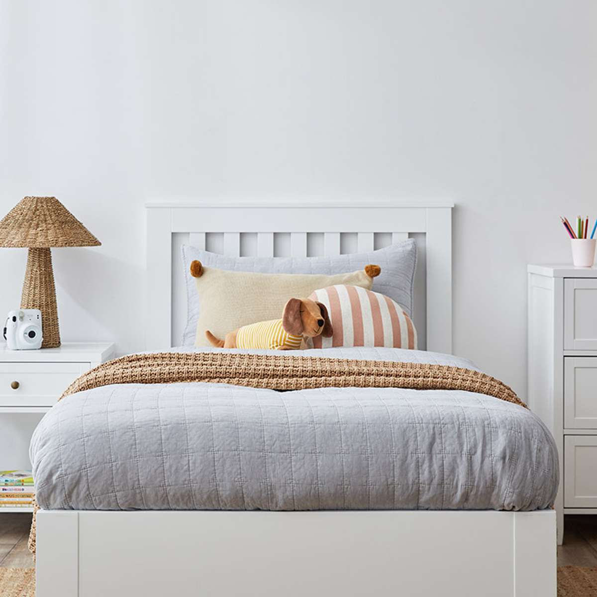 Hamptons King Single Bed - White - Mocka New Zealand