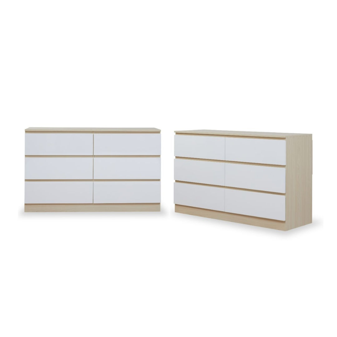 Jolt Six Drawer - Wide - Natural/White Bundle - Mocka New Zealand