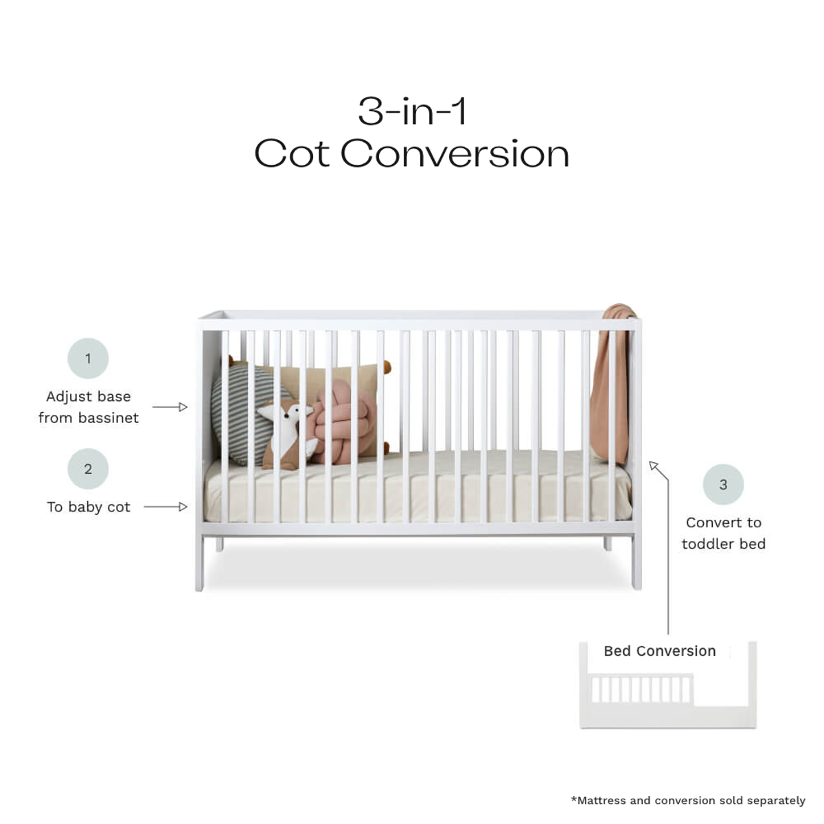 Aspiring Classic Cot White Baby Cots Nursery NZ