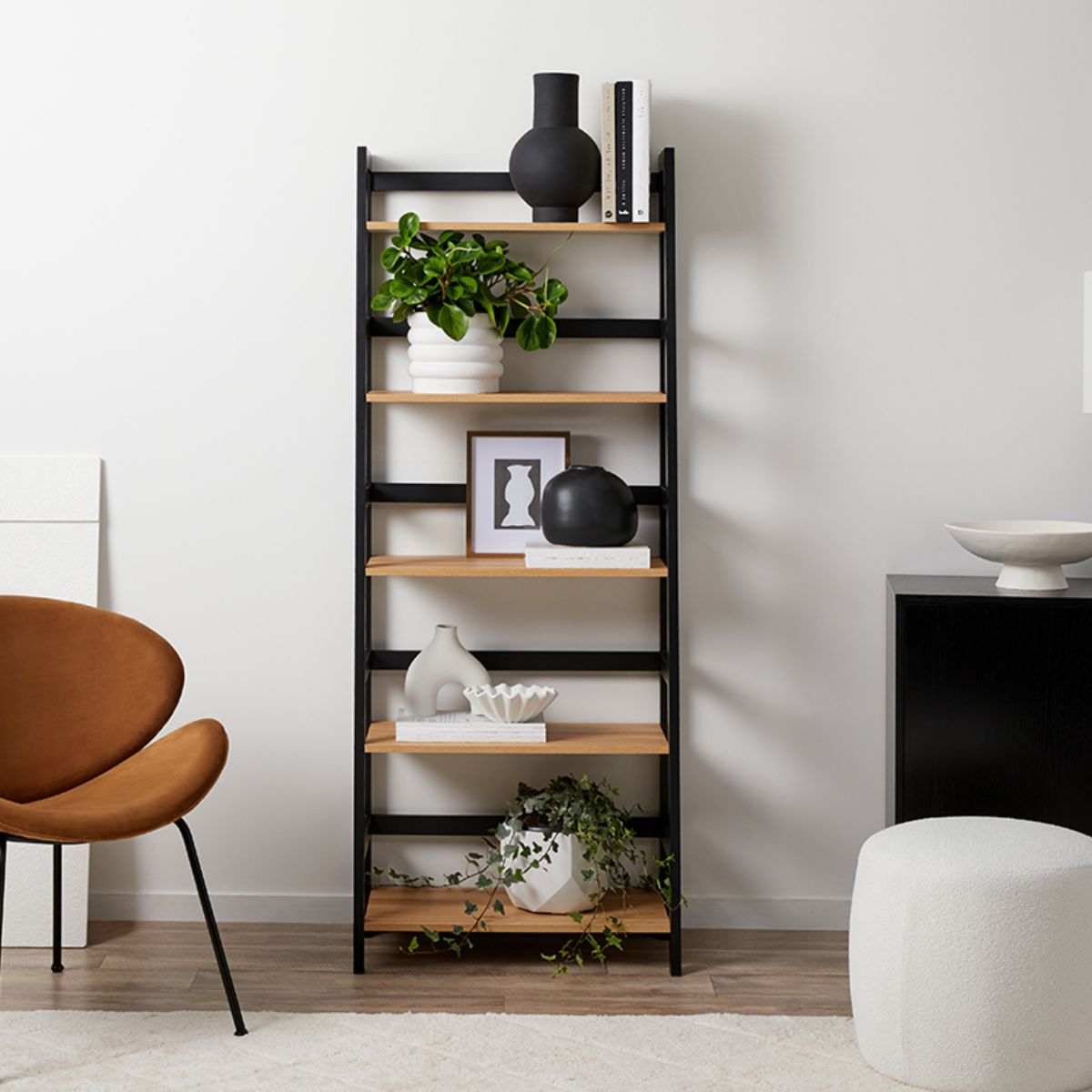 Neat Homes with Porto Range Five-Shelf Bookcase - Mocka