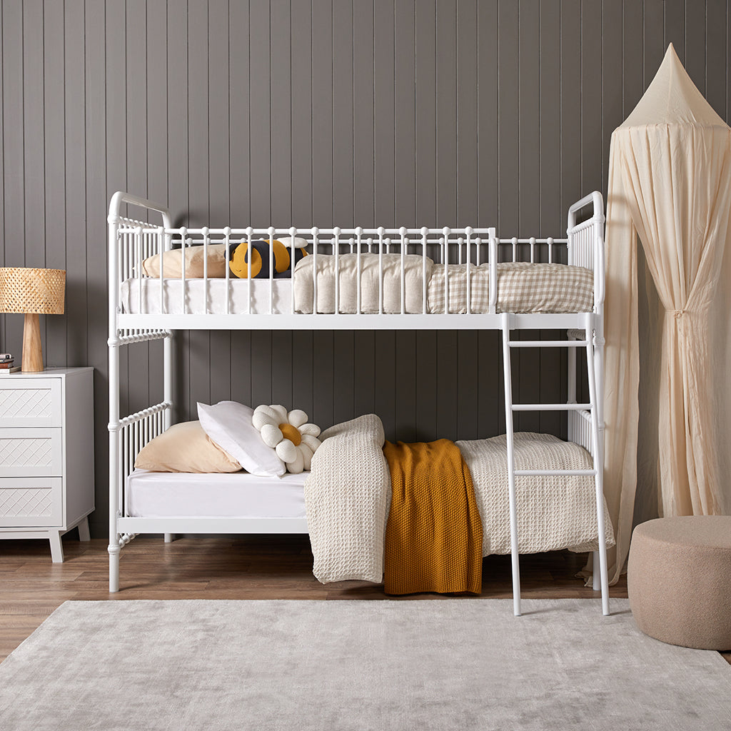 Kids white bunk beds hotsell