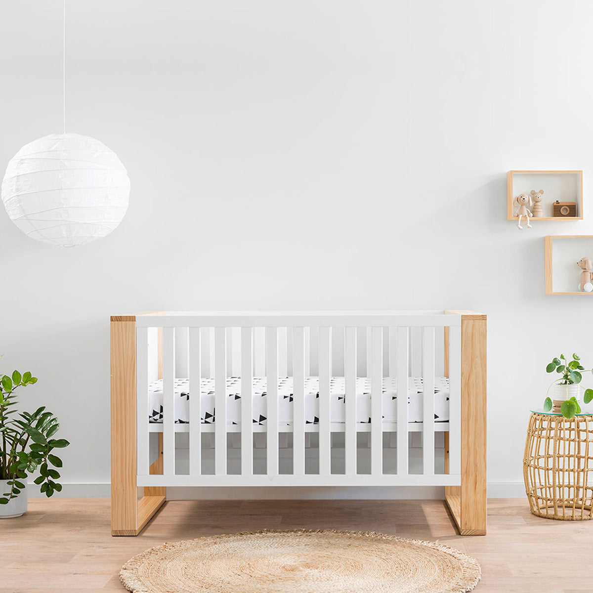 Boston Contemporary Cot - White/Natural - Mocka New Zealand