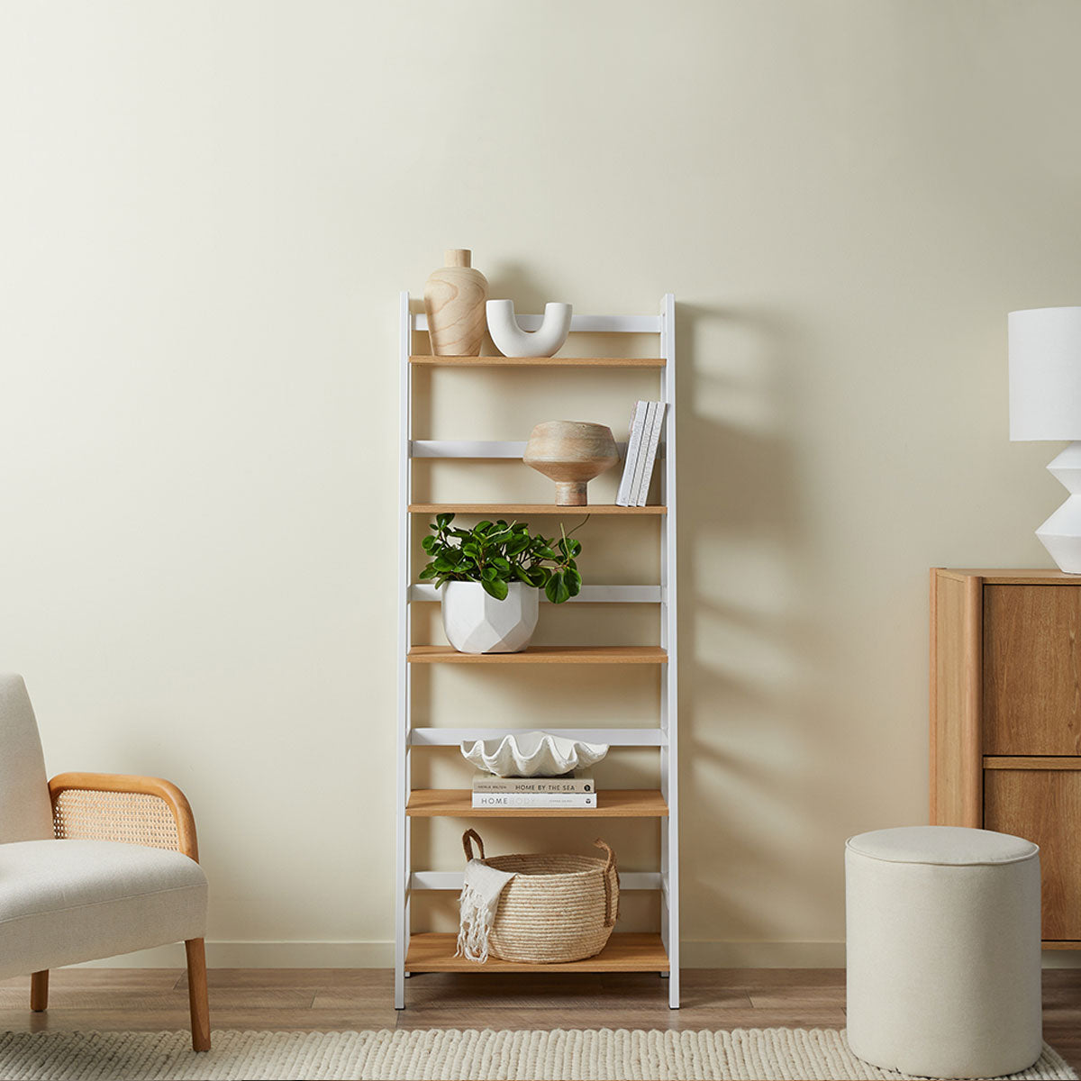 Mocka Porto Five Shelves White | Contemporary Shelving Unit