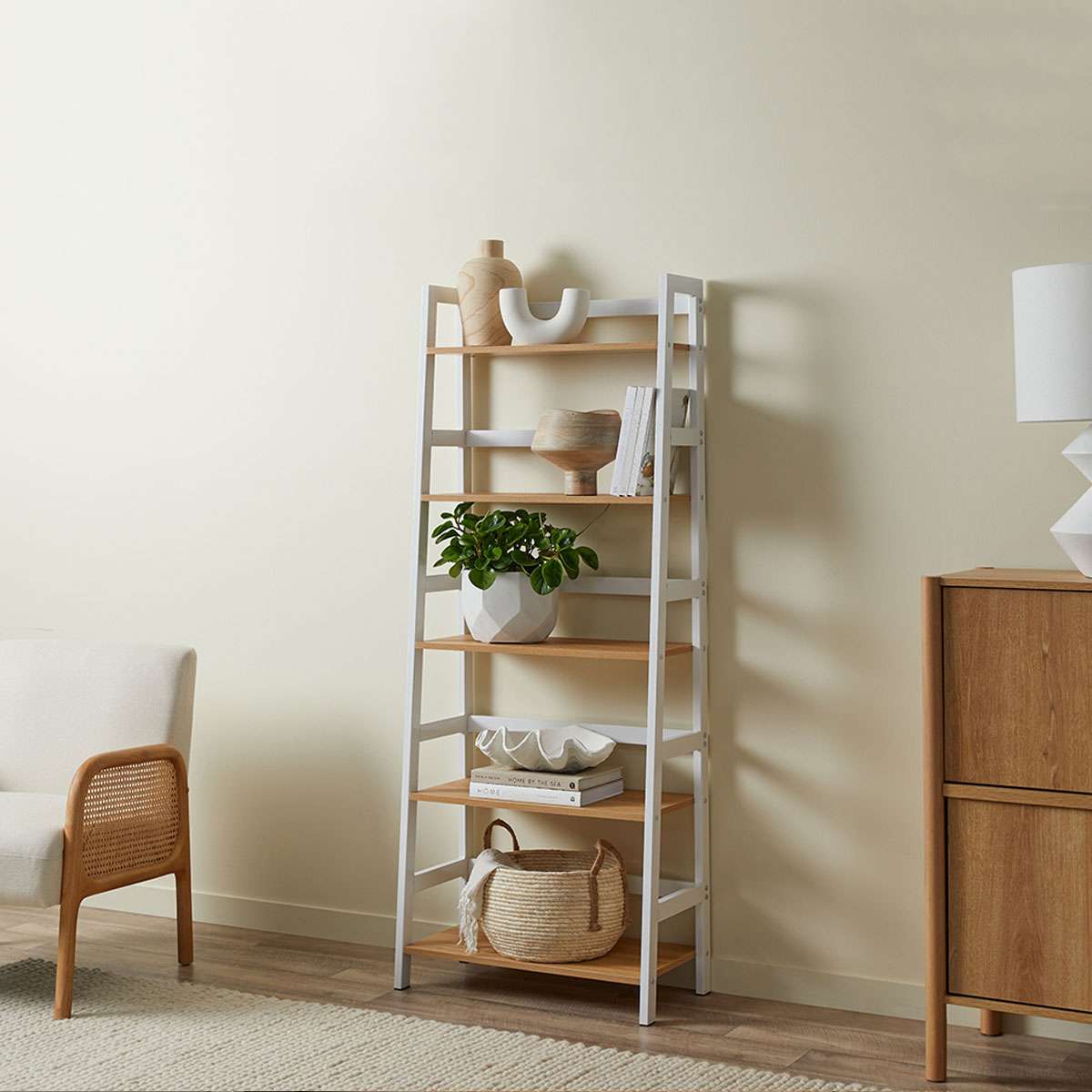 Mocka Porto Five Shelves White | Contemporary Shelving Unit