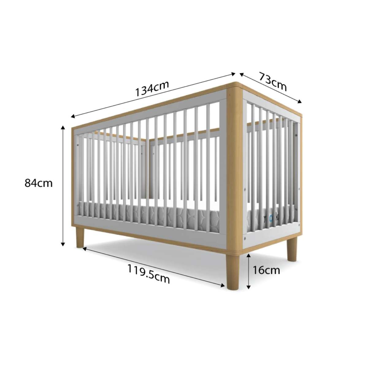 Mocka Tahoe Cot - White/Natural | Baby Cots