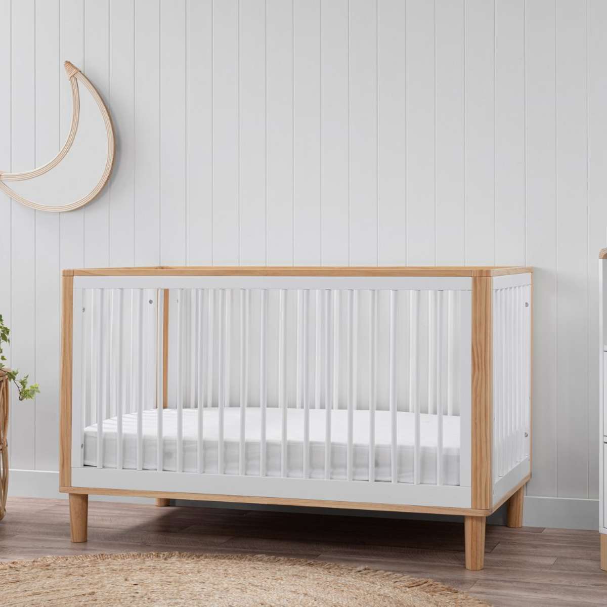 Mocka Tahoe Cot - White/Natural | Baby Cots