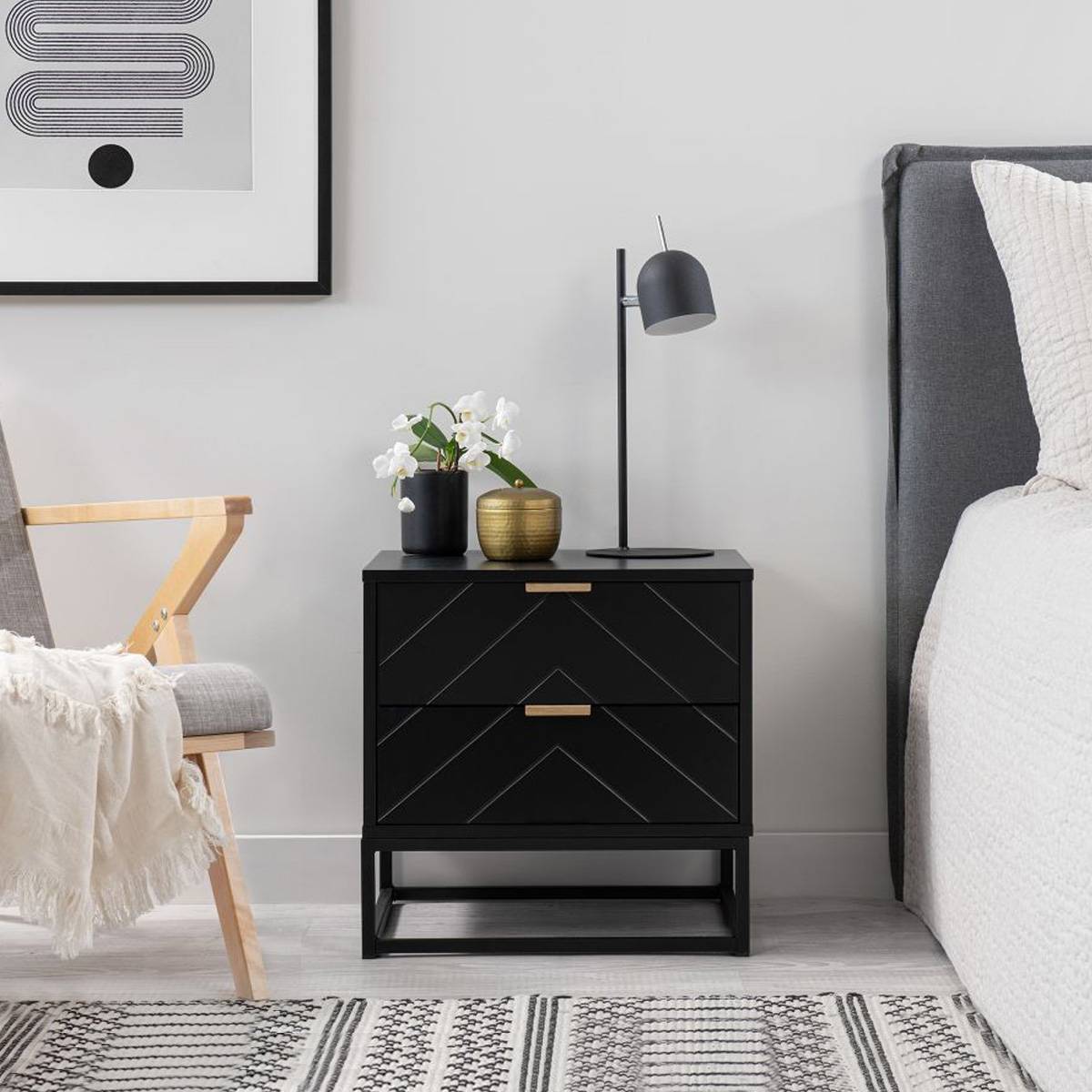 Black bedside table drawers online