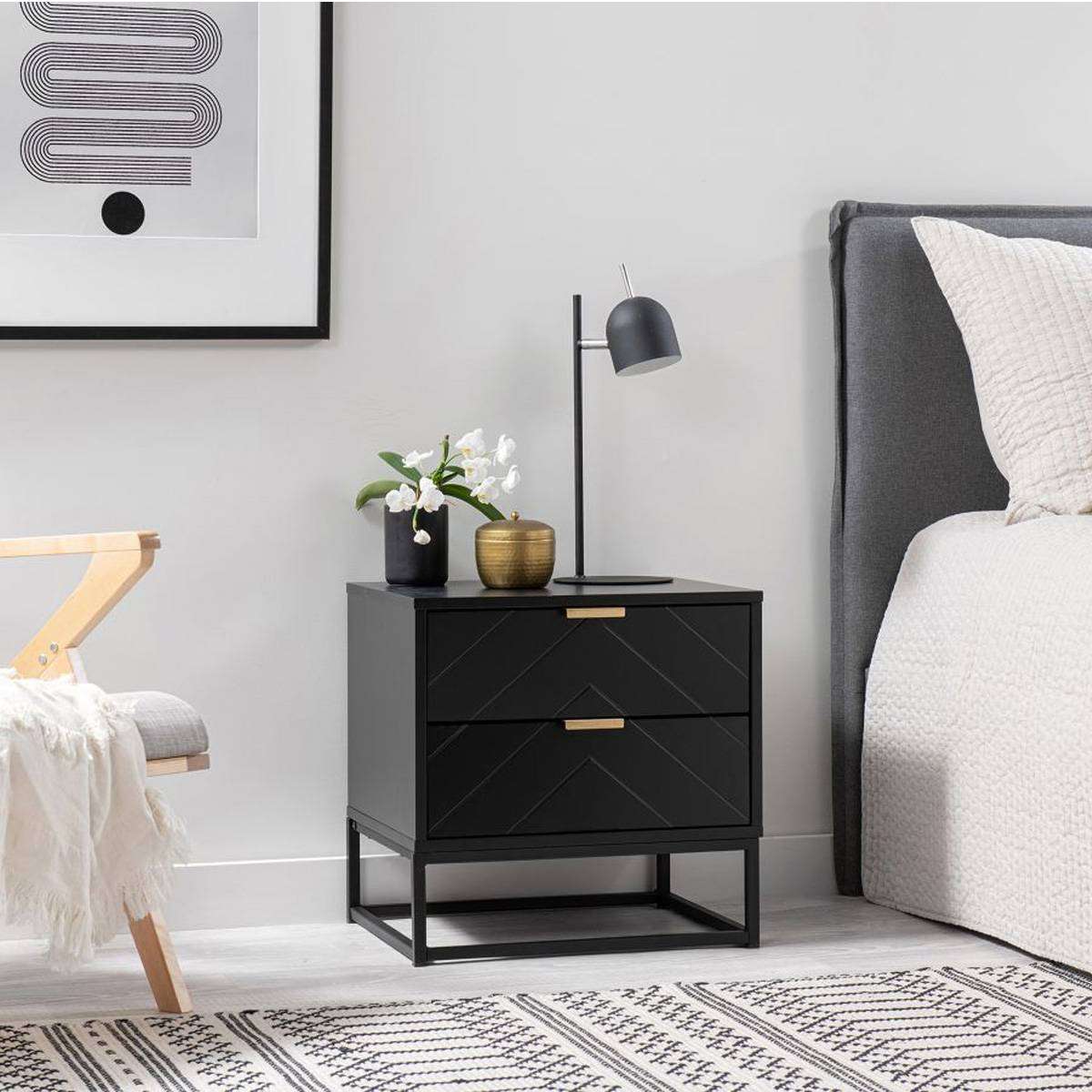 Inca Bedside Table - Black | Bedroom Furniture