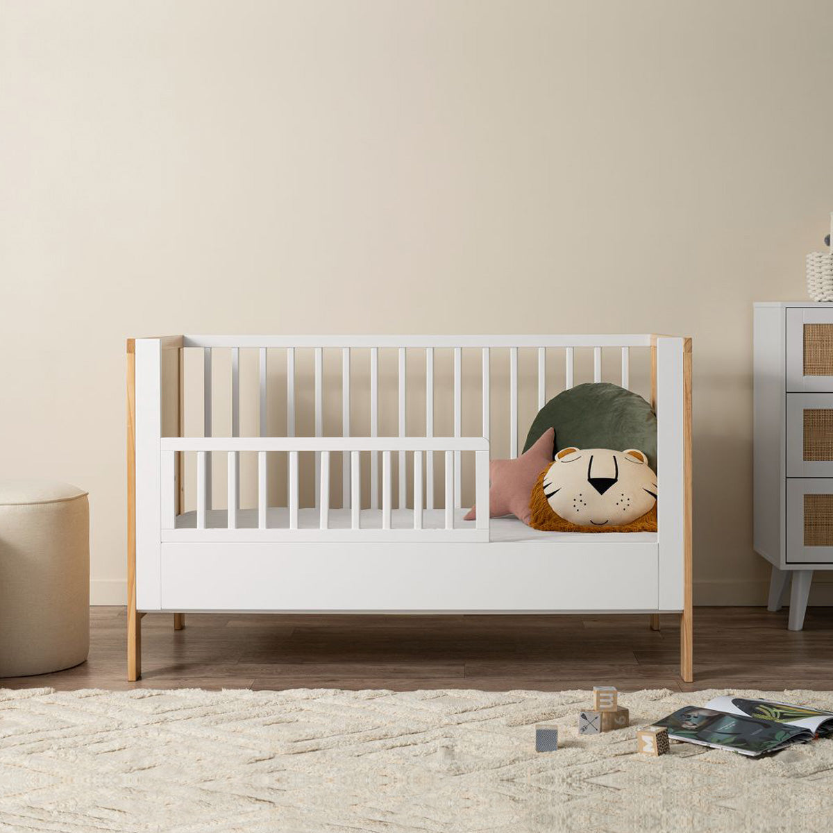 Aspiring Cot Toddler Bed Half Frame - White | Mocka NZ