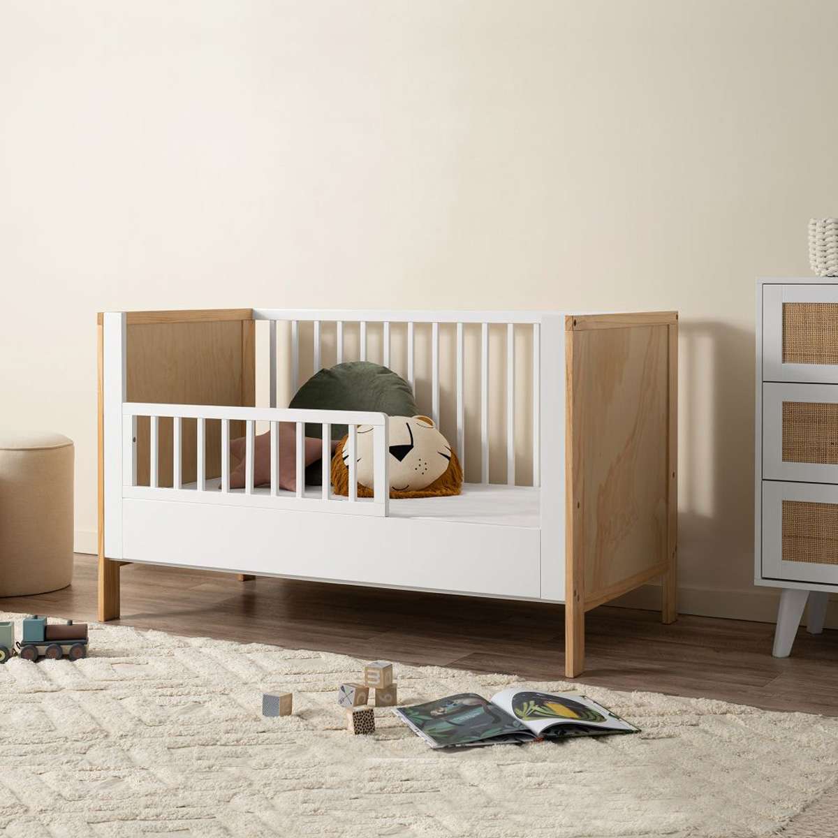 Aspiring Cot Toddler Bed Half Frame - White | Mocka NZ