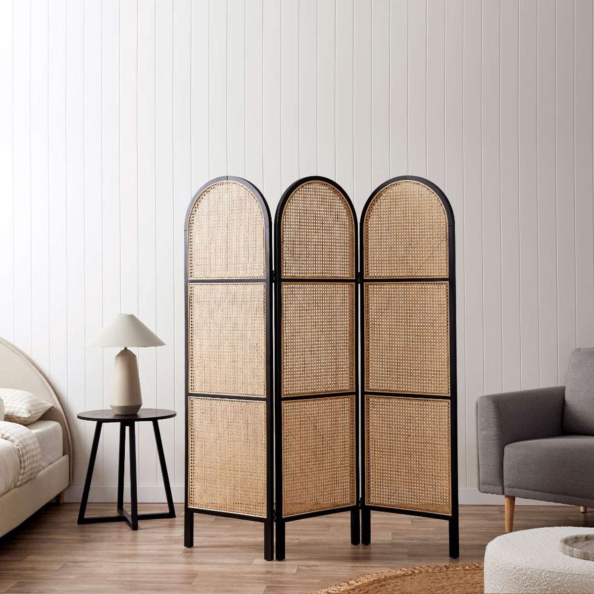 Southport Rattan Screen Divider - Black | Home Furniture