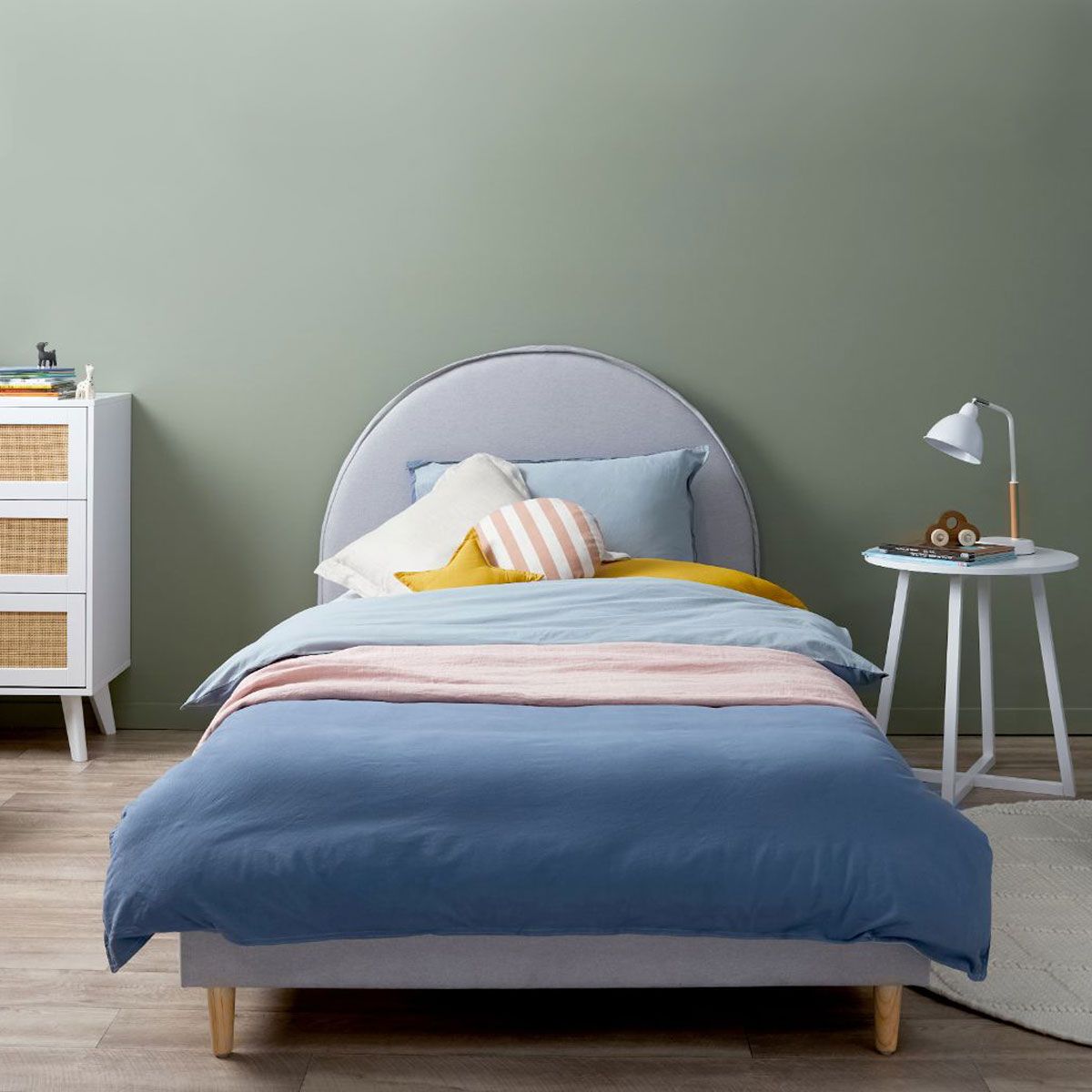 Imogen King Single Bed Light Grey | Beds & Bedroom Furniture