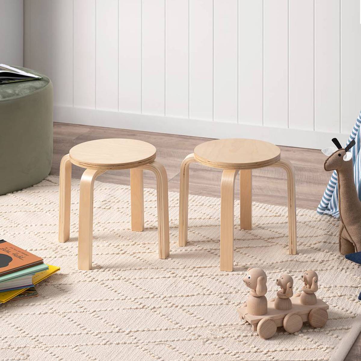 Hudson Kids Stool - Set of 2 - Natural - Mocka New Zealand