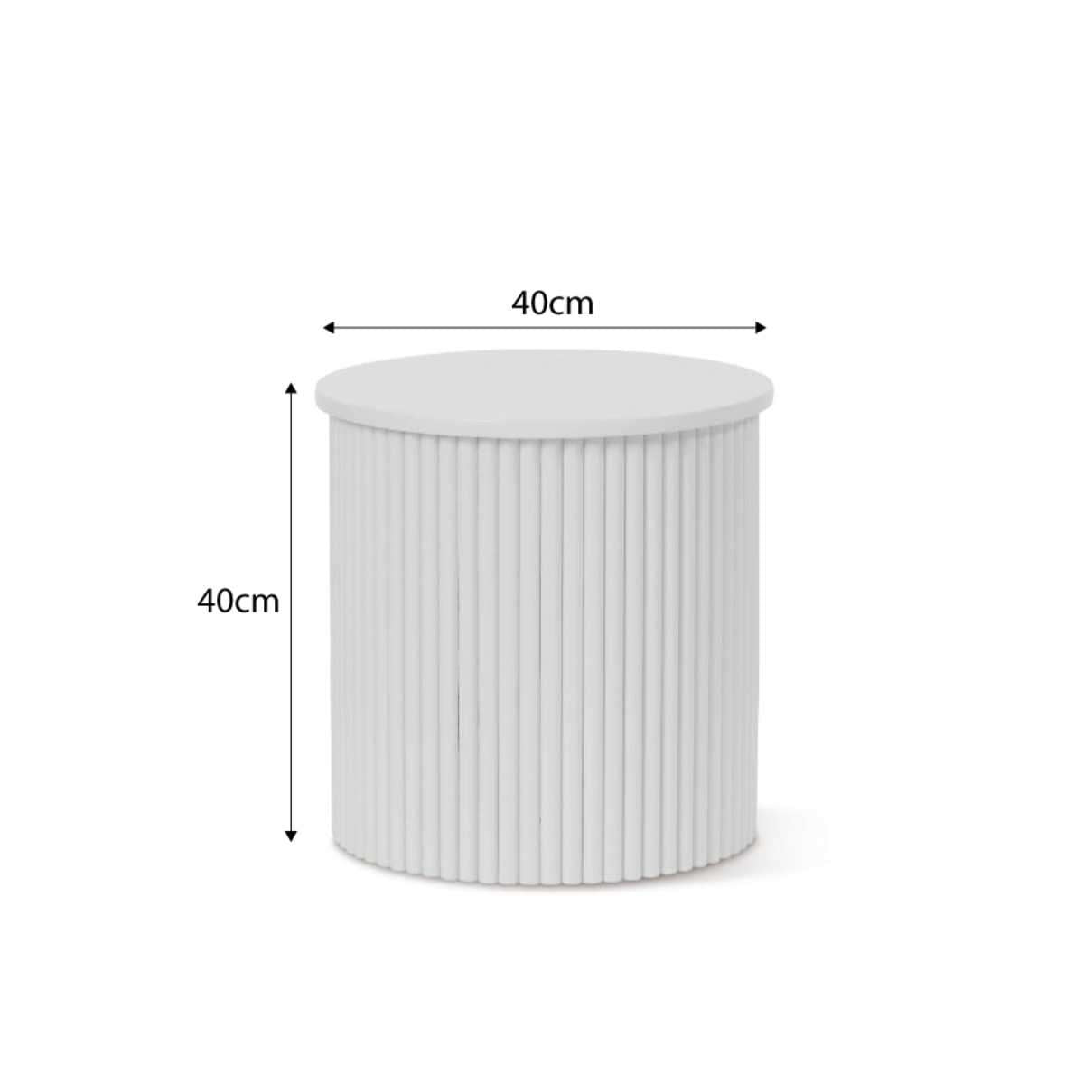 Eve Drum Side Table - White - Mocka New Zealand