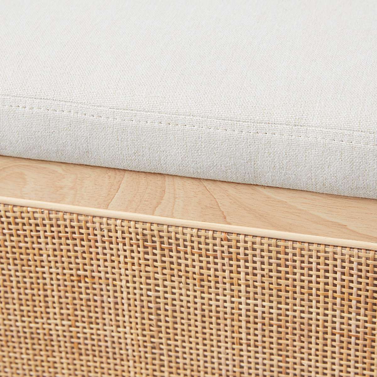 Rattan and Linen Look Storage Box - Natural - Mocka New Zealand