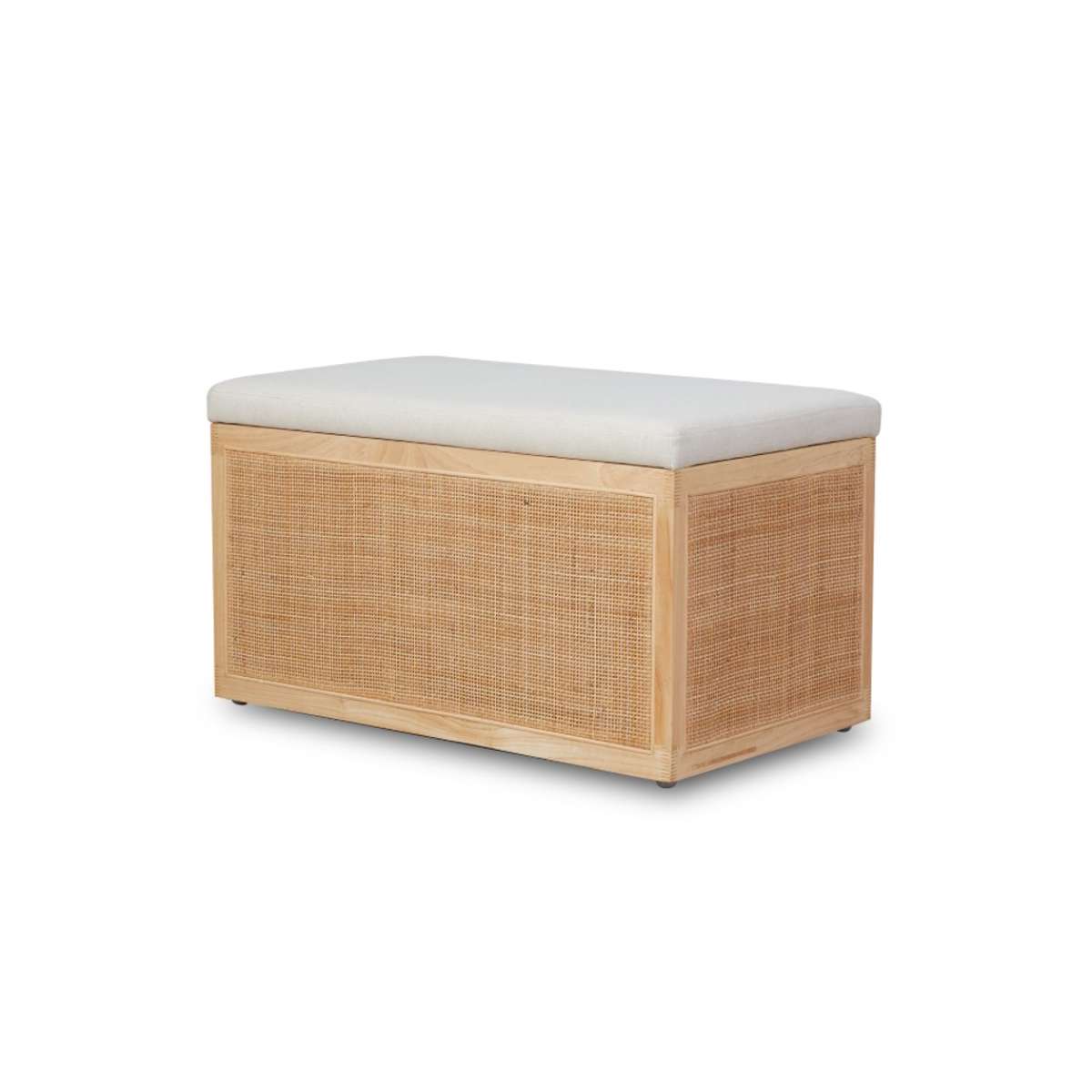 Rattan and Linen Look Storage Box - Natural - Mocka New Zealand