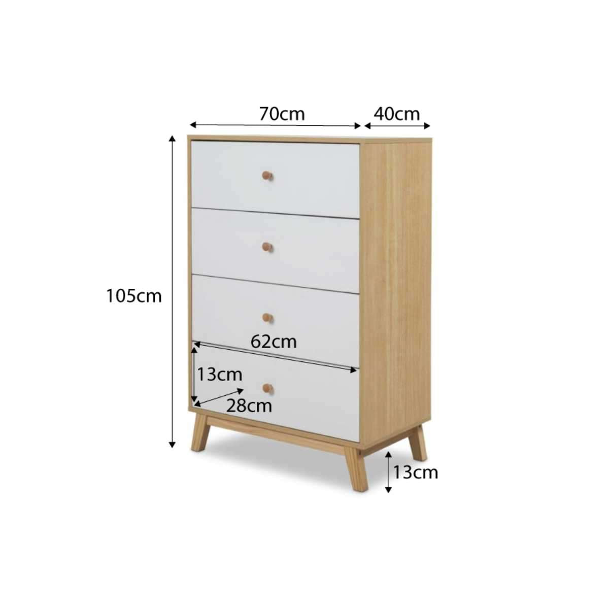 Aspen Four Drawer - White/Natural - Mocka New Zealand