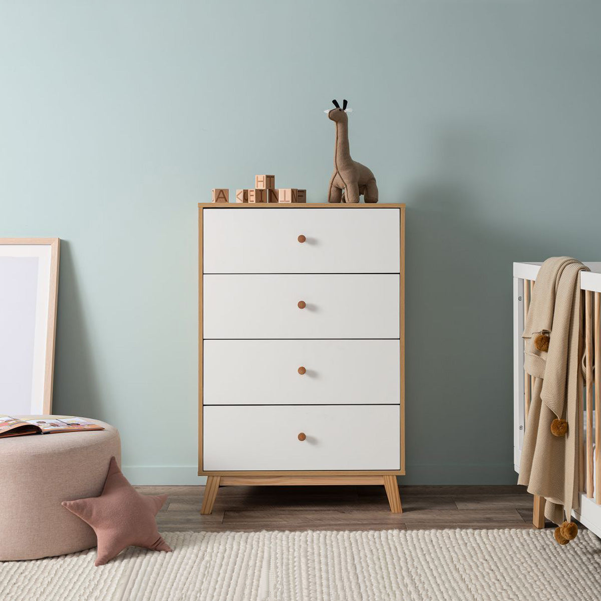 Aspen Four Drawer - White/Natural - Mocka New Zealand