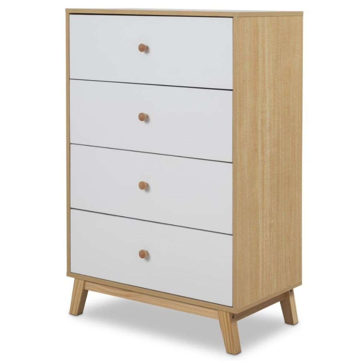 Aspen Four Drawer - White/Natural - Mocka New Zealand