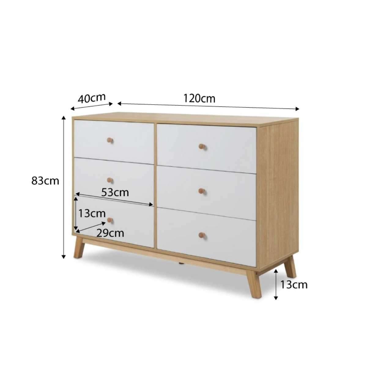 Aspen Six Drawer - White/Natural - Mocka New Zealand