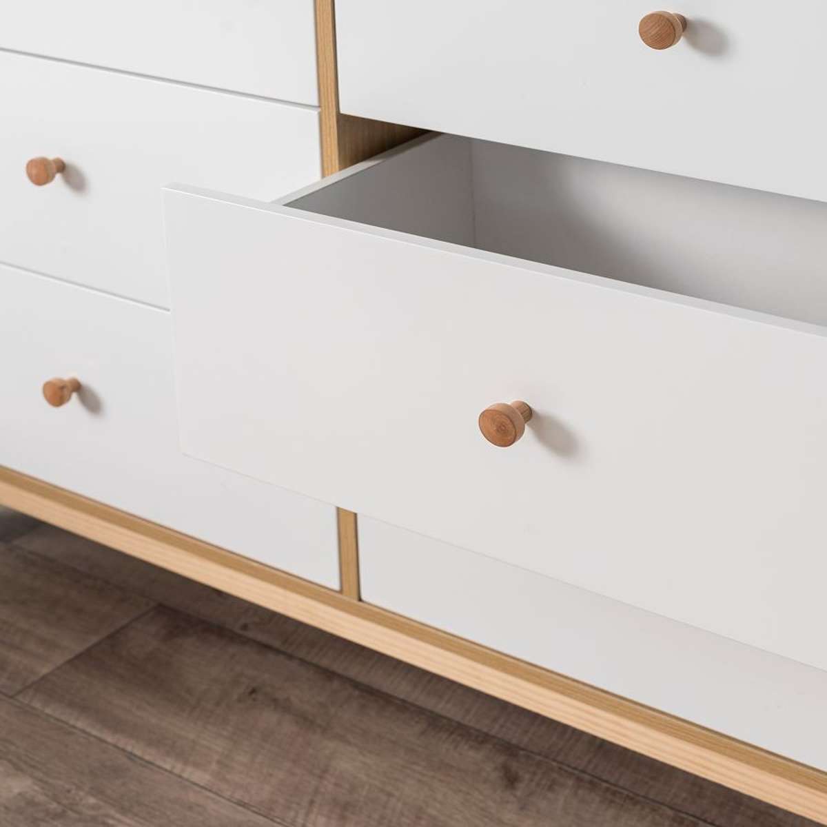 Aspen Six Drawer - White/Natural - Mocka New Zealand