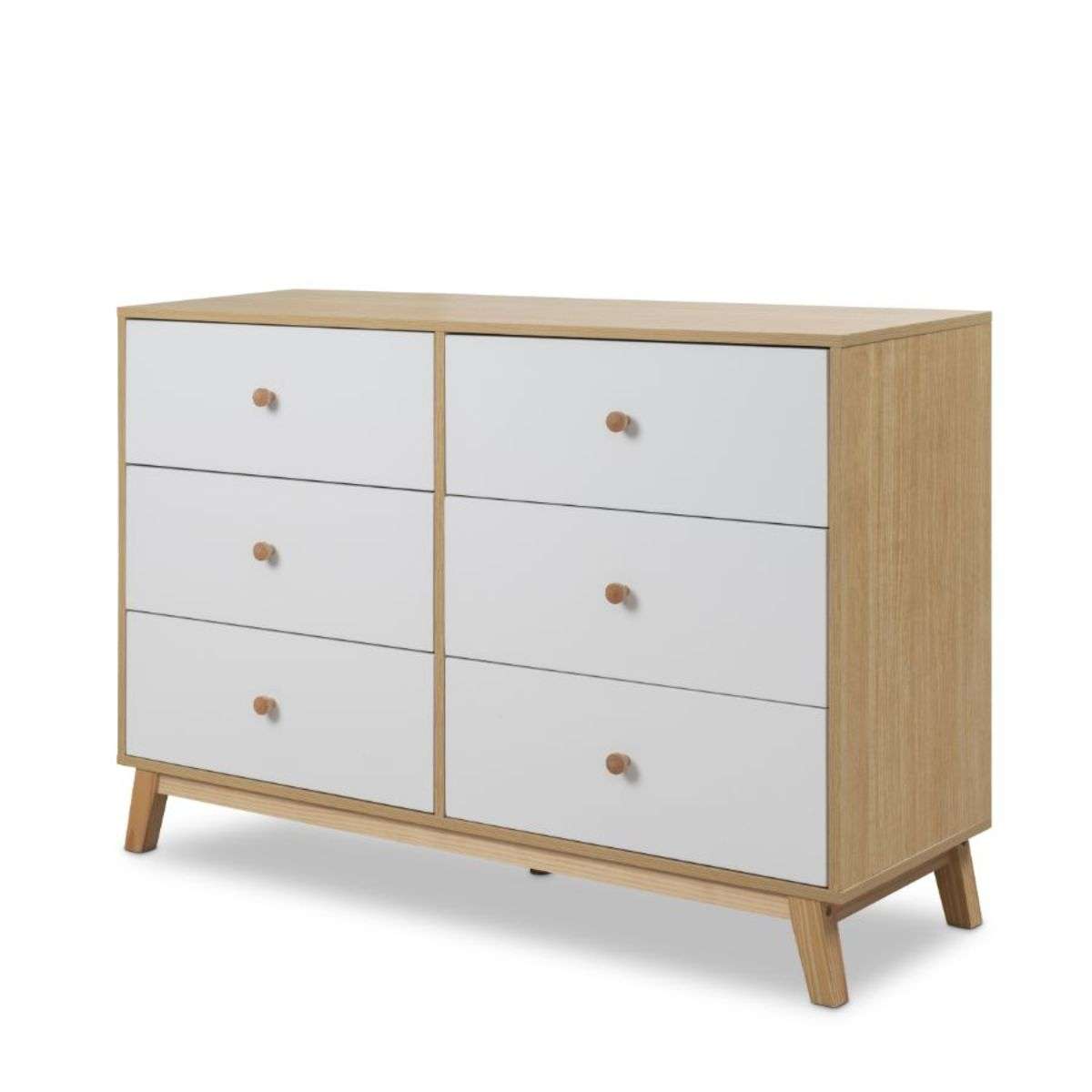 Aspen Six Drawer - White/Natural - Mocka New Zealand