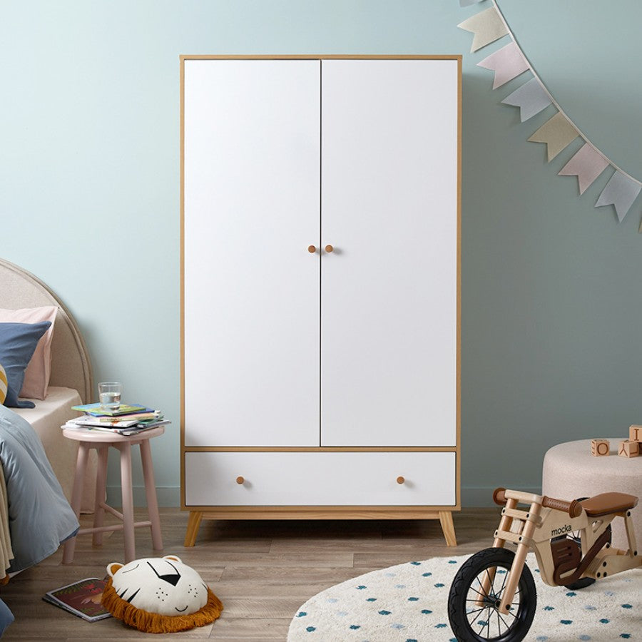 Aspen Wardrobe - White/Natural - Mocka New Zealand