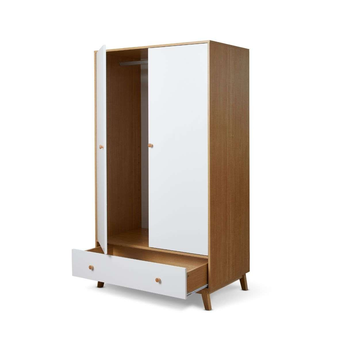 Aspen Wardrobe - White/Natural - Mocka New Zealand