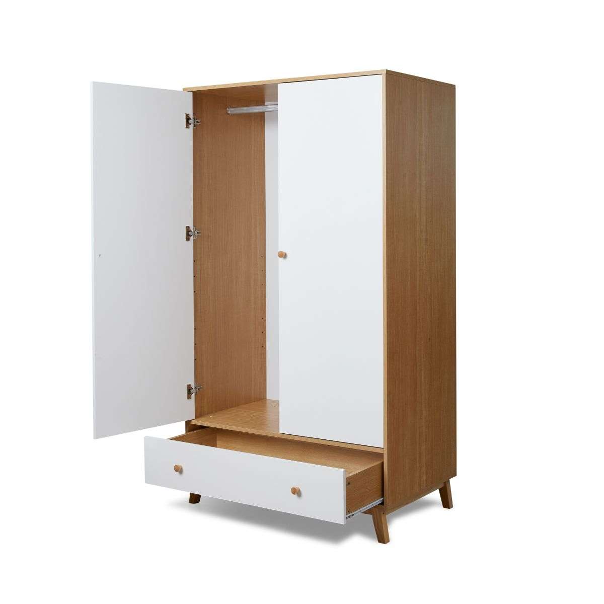 Aspen Wardrobe - White/Natural - Mocka New Zealand