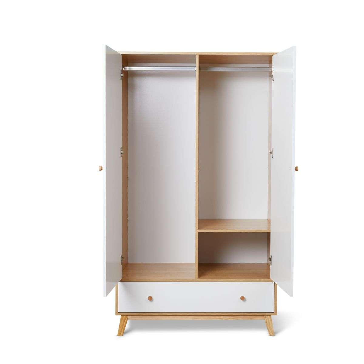 Aspen Wardrobe - White/Natural - Mocka New Zealand