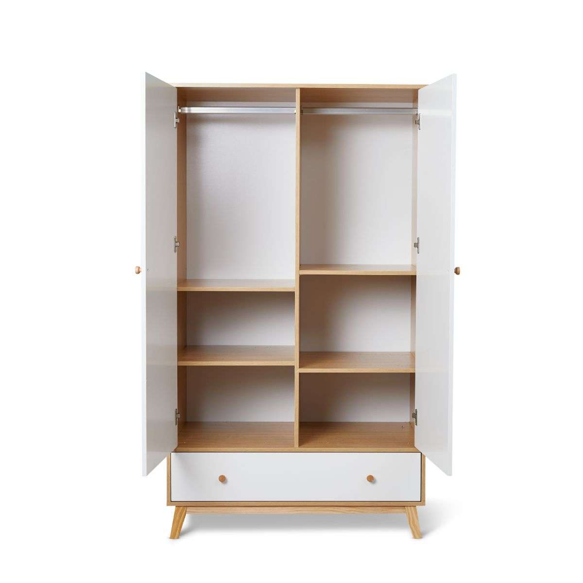 Aspen Wardrobe - White/Natural - Mocka New Zealand