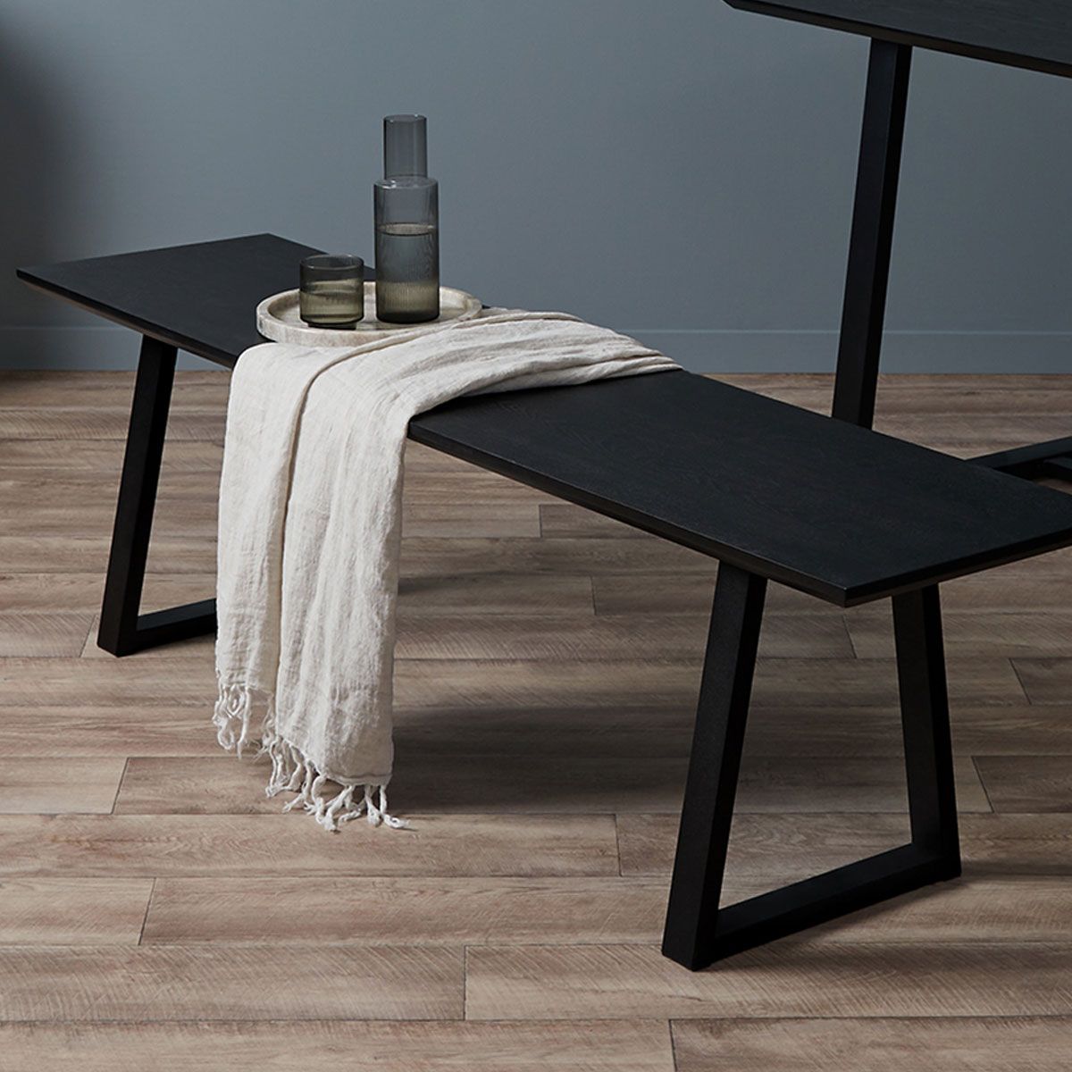Zander Bench Seat Black Dining Furniture Mocka NZ