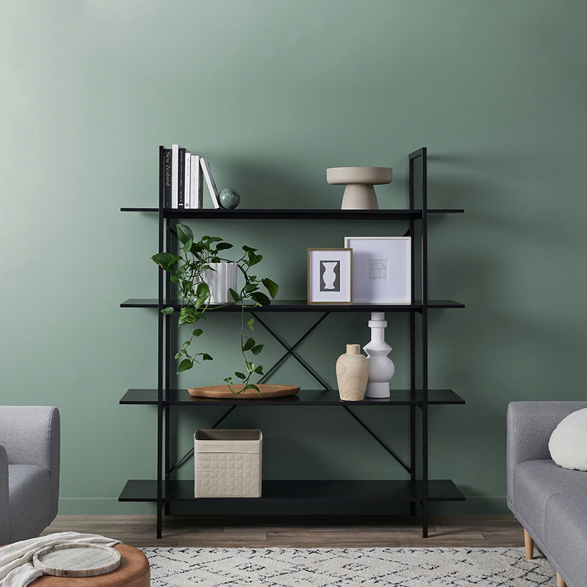 Porto Bookcase - All Black | Home Furniture | Mocka NZ