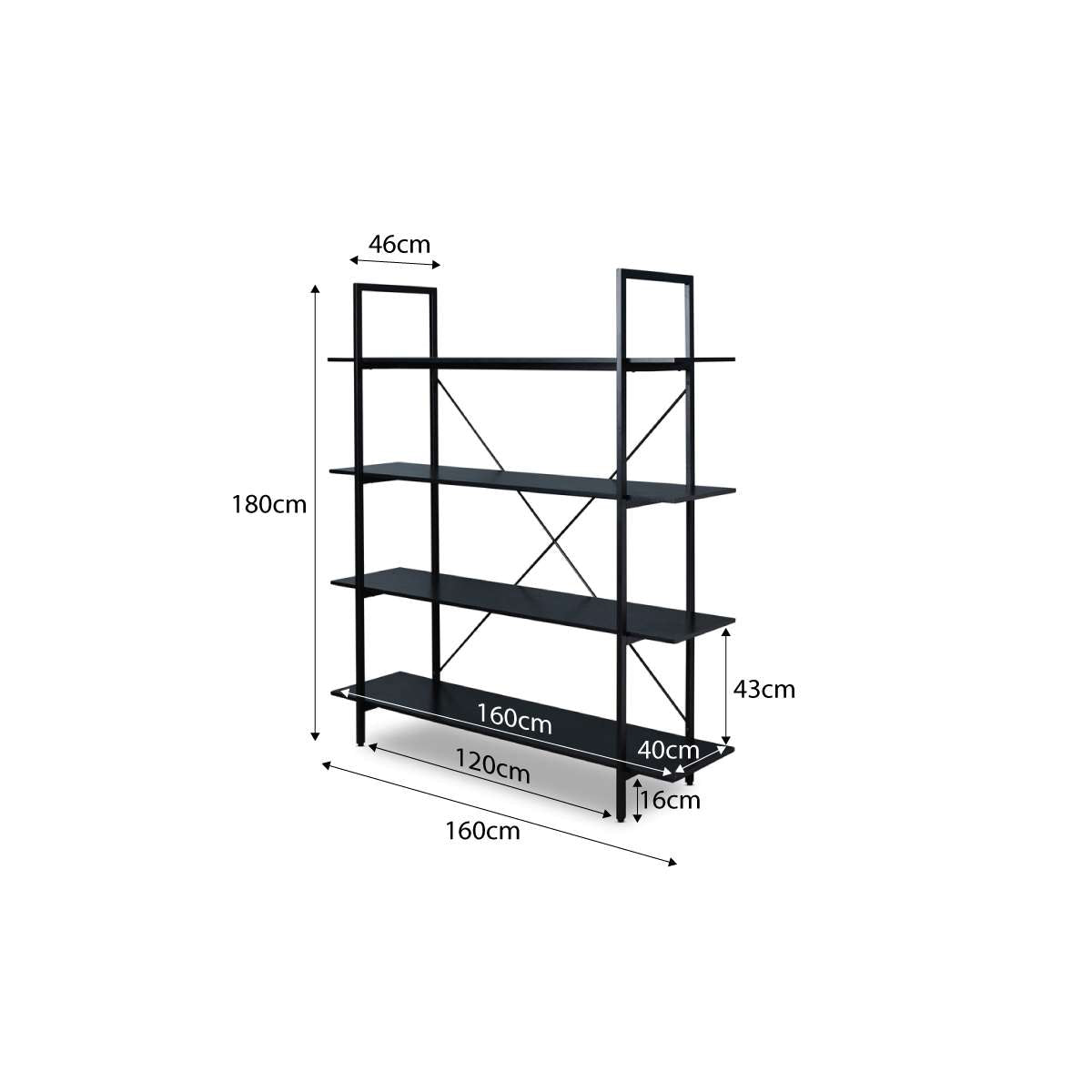 Porto Bookcase - All Black | Home Furniture | Mocka NZ