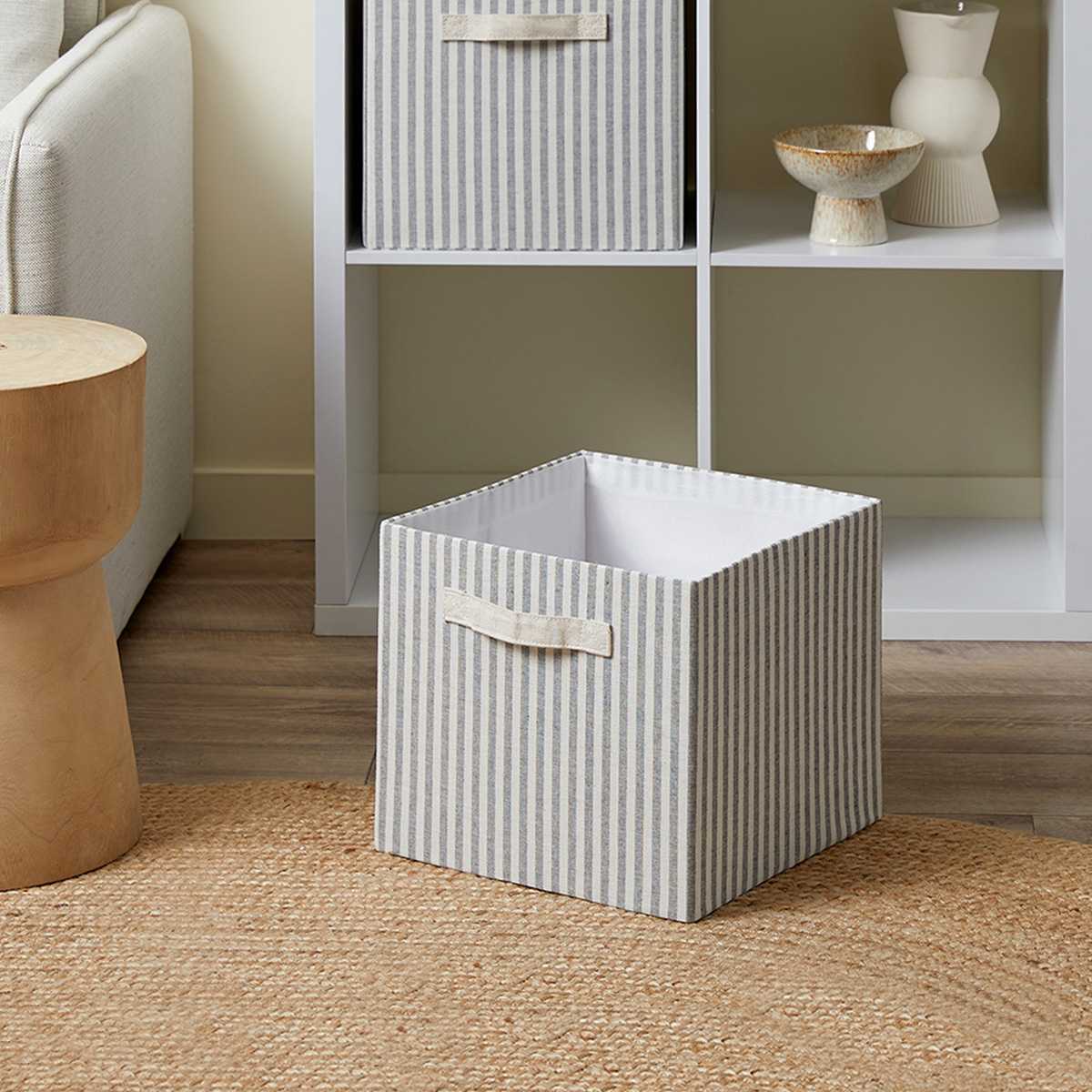 Hamptons Stripe Cube Basket | Storage | Mocka NZ