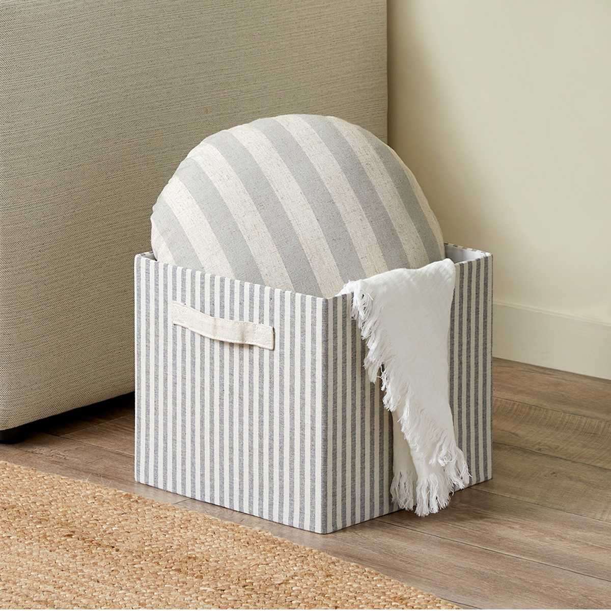 Hamptons Stripe Cube Basket | Storage | Mocka NZ