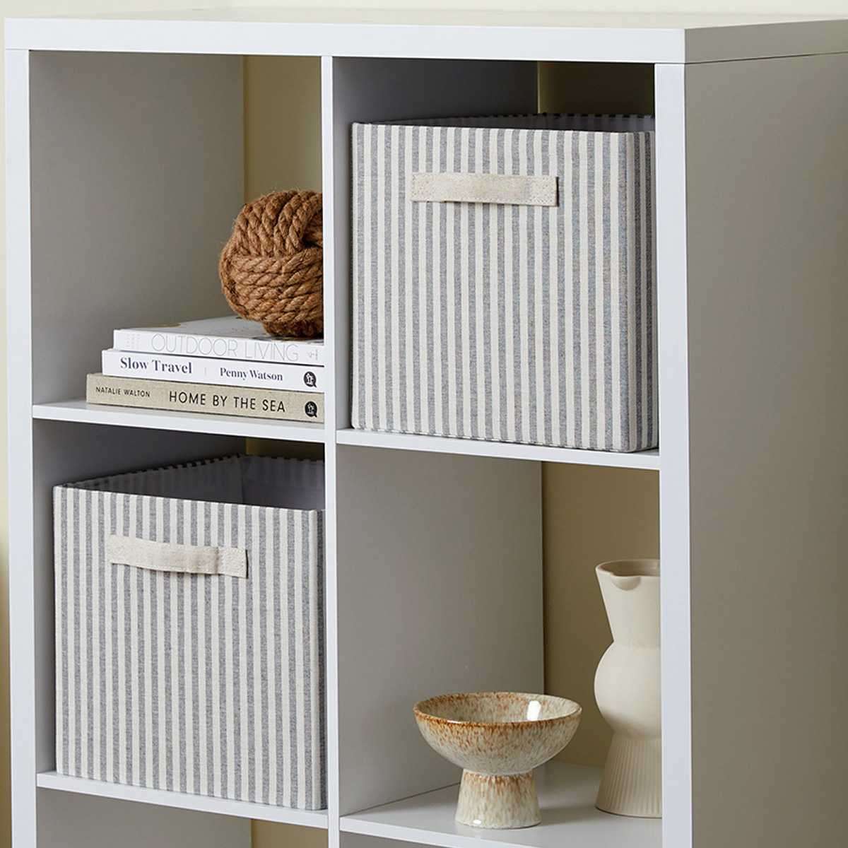 Hamptons Stripe Cube Basket | Storage | Mocka NZ