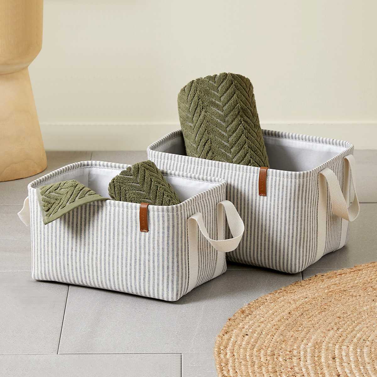 Hamptons Stripe Storage Baskets - Set of 2 | Décor