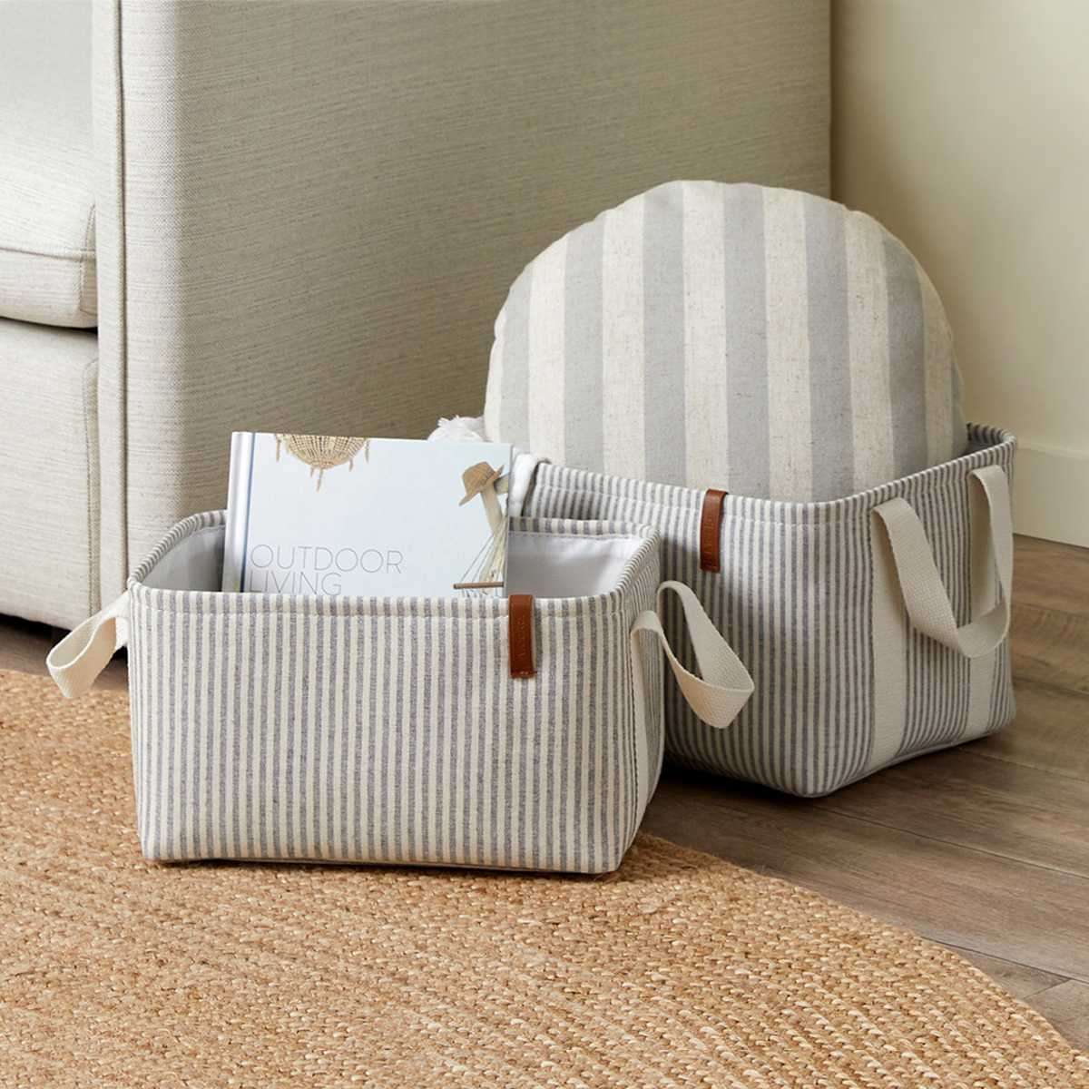 Hamptons Stripe Storage Baskets - Set of 2 | Décor