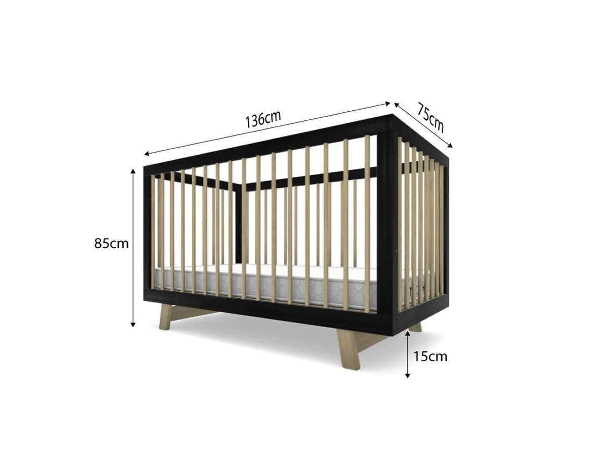 Aspen Classic Cot - Black/Natural - Mocka New Zealand