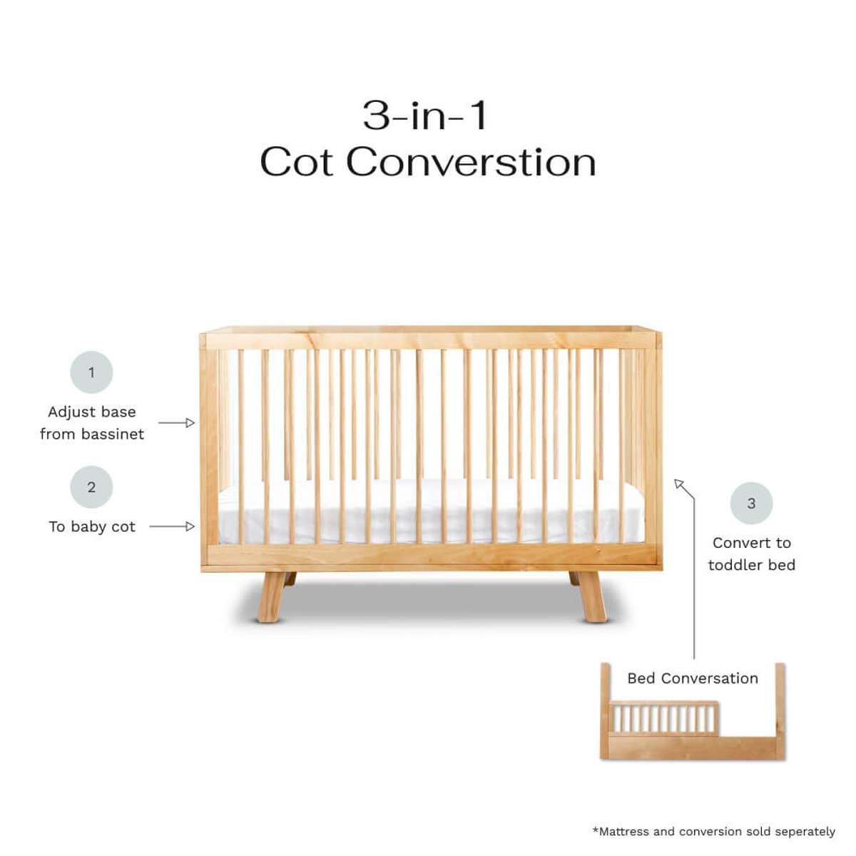 Aspen Classic Cot - Natural Birch - Mocka New Zealand