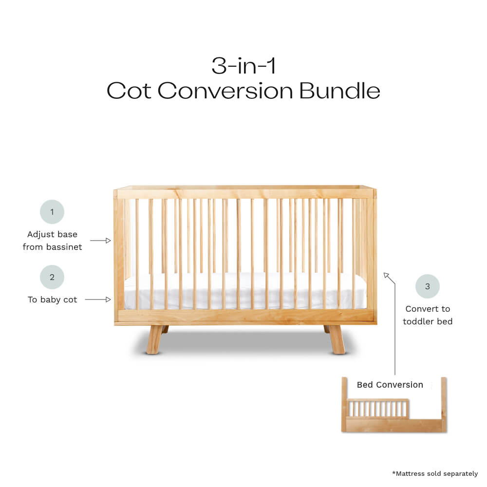 Aspen Natural 3-in-1 Cot Conversion Bundle - Mocka New Zealand