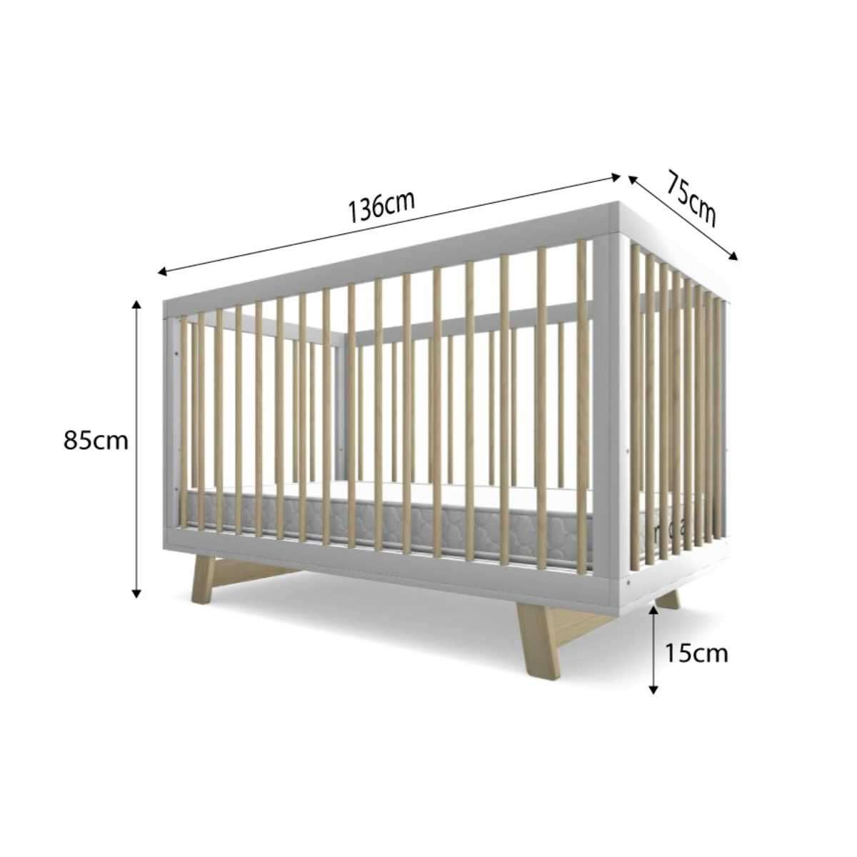 Aspen Classic Cot - White/Natural - Mocka New Zealand