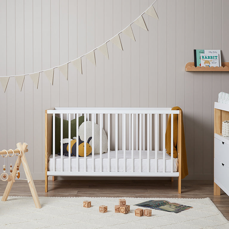 Aspiring Classic Cot - White/Natural - Mocka New Zealand