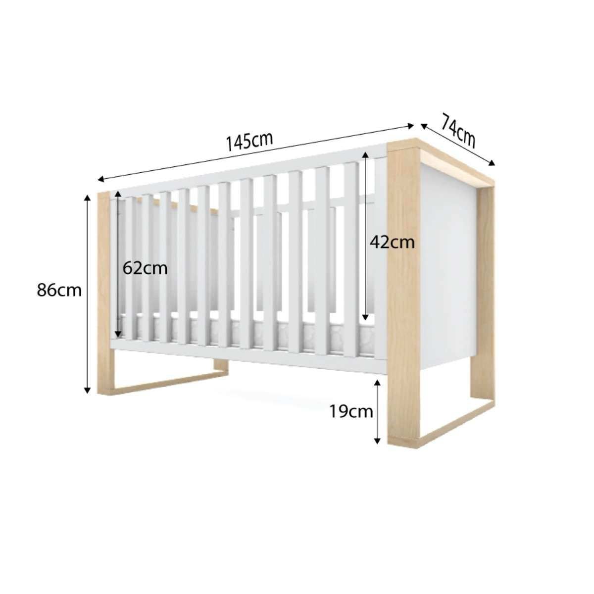 Boston Contemporary Cot - White/Natural  Nursery Furniture