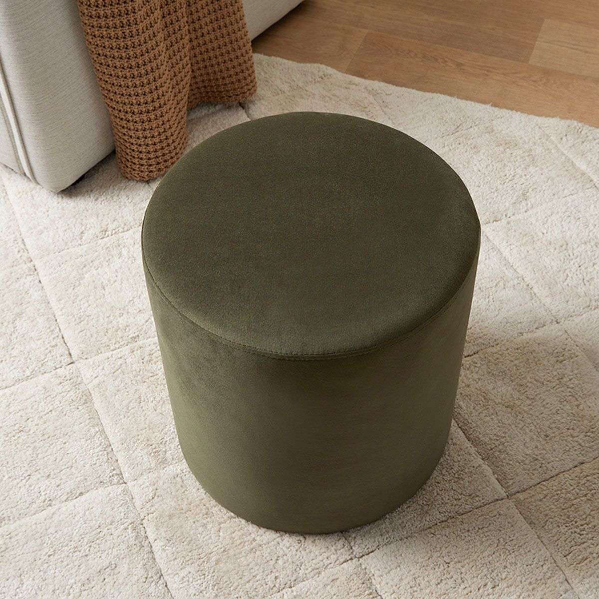 Velvet Ottoman Small Olive Green | Home Furniture | Mocka NZ