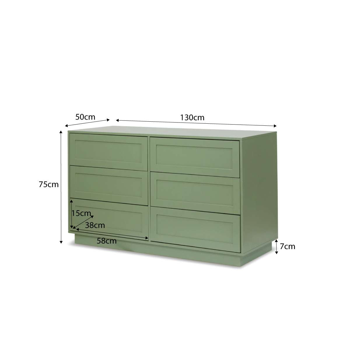 Eros Six Drawer - Sage Green | Home Furniture | Mocka NZ