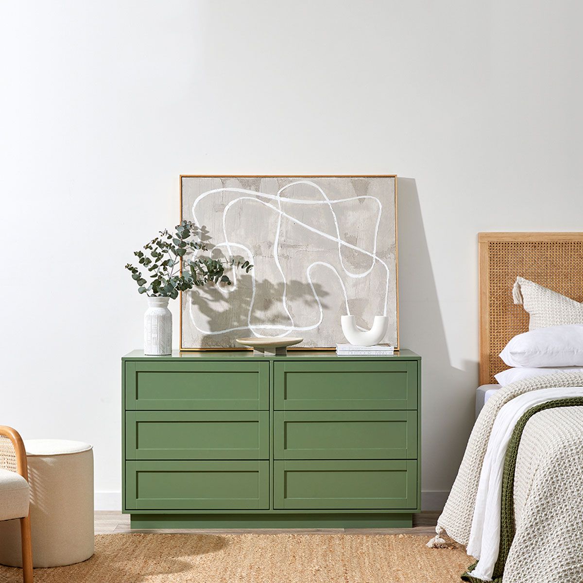 Eros Six Drawer - Sage Green | Home Furniture | Mocka NZ