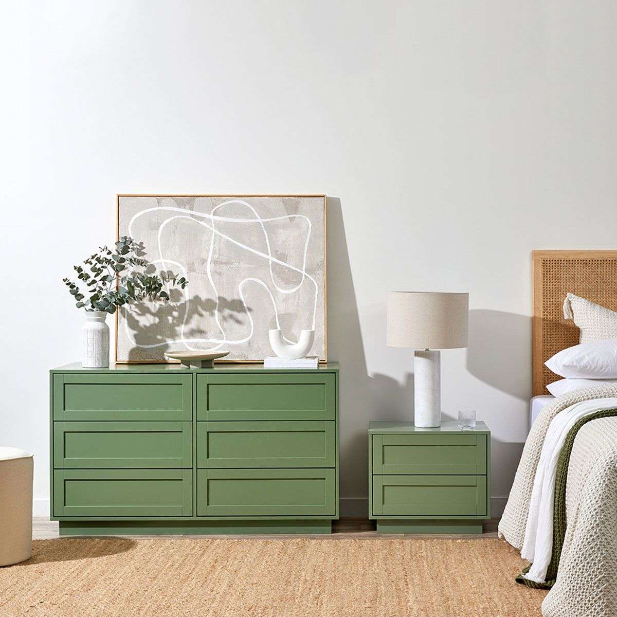 Eros Six Drawer - Sage Green | Home Furniture | Mocka NZ