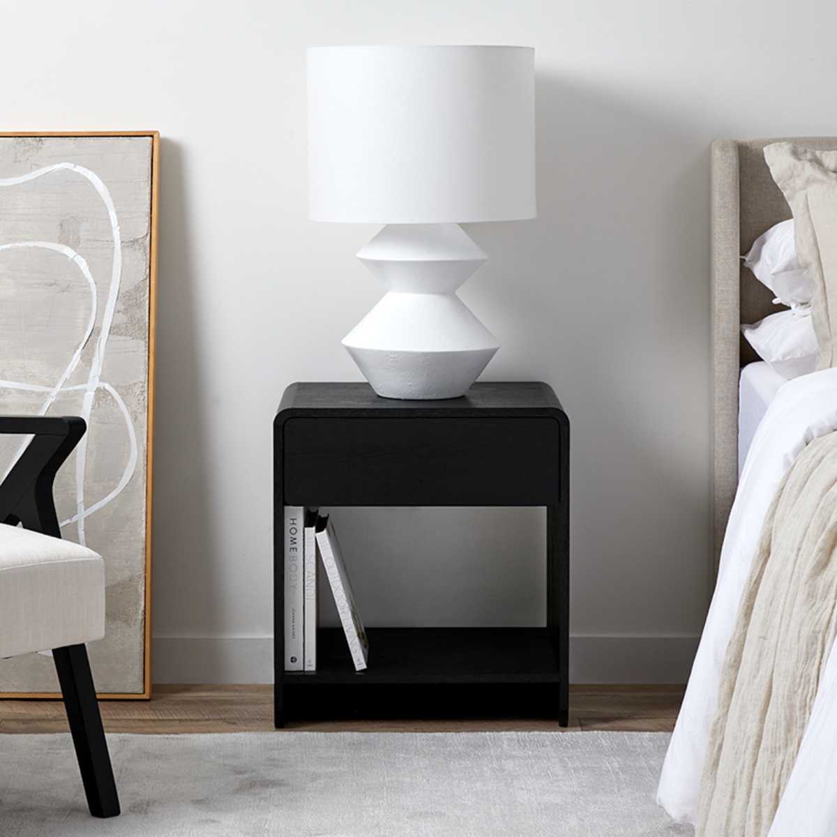 Owen Bedside Table Black Bedroom Furniture Mocka NZ